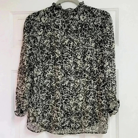 BA&SH Elia Animal Print Chiffon Semi Sheer Blouse - Picture 6 of 9